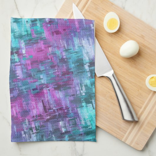 slipstream digihatch - turquoise en paars : theedoek (Quarter Fold)