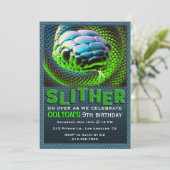 Slither Snake Green Reptile Verjaardag Uitnodiging (Staand voorkant)