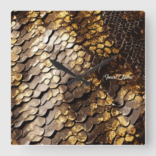 Slithering Chic Vierkante Klok (Voorkant)