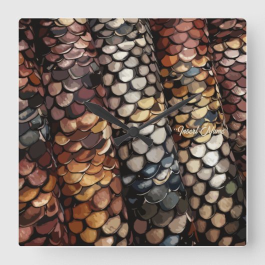 Slithering Chic Vierkante Klok (Voorkant)