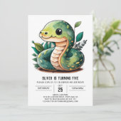 Slithering Wonderland Verjaardagsuitnodiging Kaart (Staand voorkant)