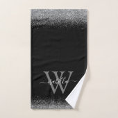 Sliver Black Glitter Elegant Script Name Bad Handdoek (Handdoek)