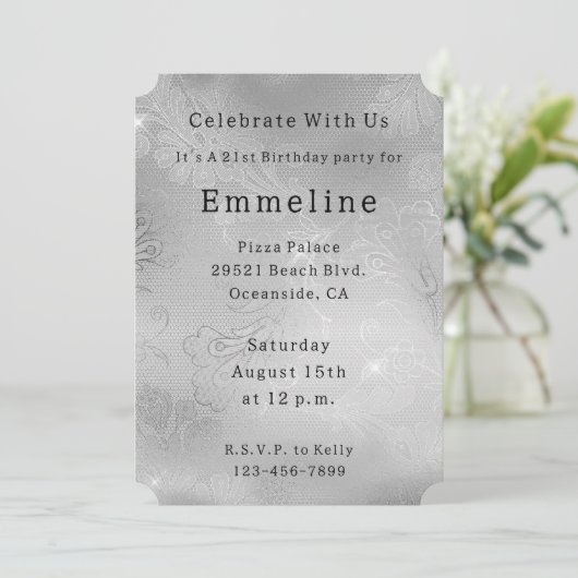 Sliver Bloemen Kant Kaart (Staand voorkant)