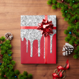 Sliver en rode kerst cadeaupapier