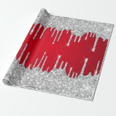 Sliver en rode kerst cadeaupapier (Uitgerold)