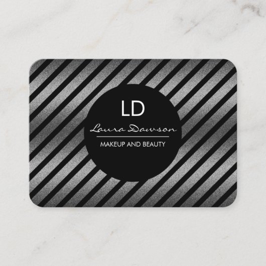 Sliver Glamour Monogram Cirkel en Strepen Visitekaartje (Voorkant)