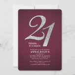 Sliver Glitter Glam Burgundy 21st Birthday Kaart<br><div class="desc">Creëer je eigen moderne Bourgogne 21ste verjaardag verrassing met je partijgegevens op de achtergrond van de Bourgogne en populaire lettertypen die je gemakkelijk kunt wijzigen door op de knop 'Personaliseren' te klikken</div>