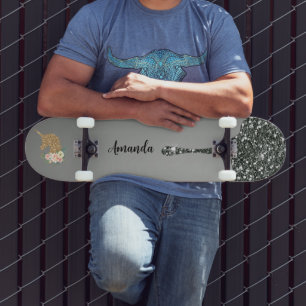 Sliver glitter unicorn persoonlijk skateboard