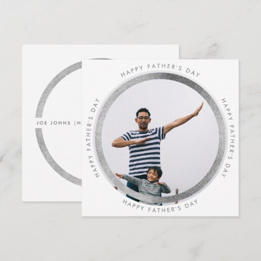 Sliver Moderne Cirkel Happy Vaderdag Foto Aankondiging (Voorkant / Achterkant)