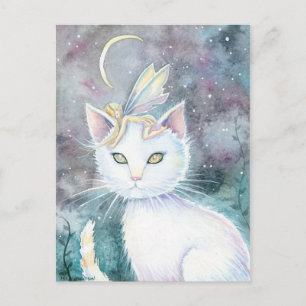 Sliver Moon Fairy en Cat Briefkaart