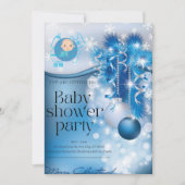 Sliver snowflakes winter wonderland baby shower  kaart (Voorkant)