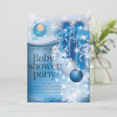 Sliver snowflakes winter wonderland baby shower  kaart (Staand voorkant)