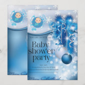 Sliver snowflakes winter wonderland baby shower  kaart (Voorkant / Achterkant)
