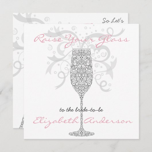 Sliver verhoog uw glazen uitnodiging (Voorkant / Achterkant)