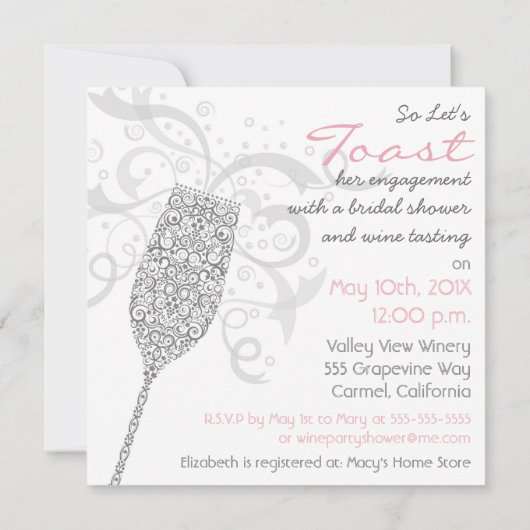 Sliver verhoog uw glazen uitnodiging (Achterkant)