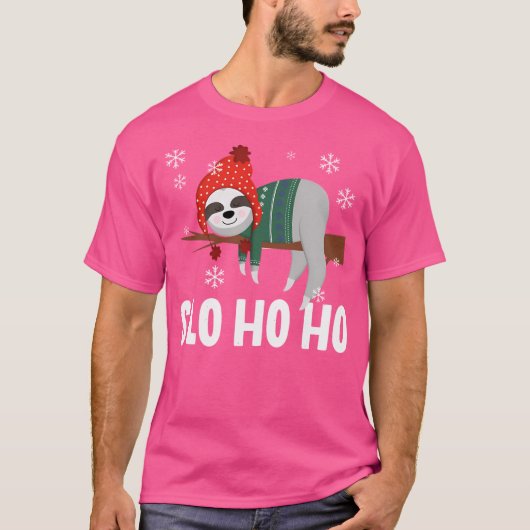 Slo Ho Ho Sloth Kerstmis T-shirt (Voorkant)