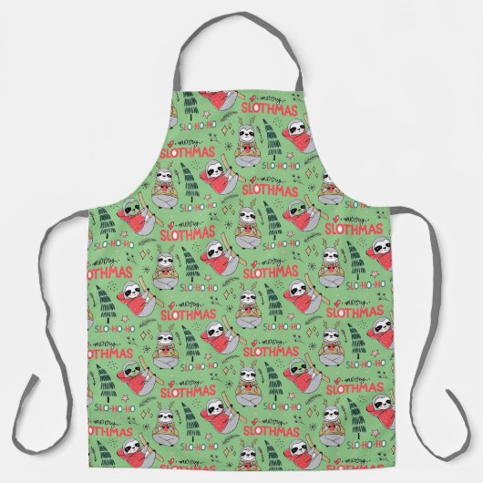 Slo Ho Ho Vrolijk Slothmas Grappige Kerst Chef Schort (Voorkant)