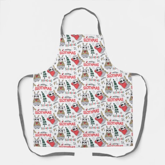 Slo Ho Ho Vrolijk Slothmas Grappige Kerst Chef Schort (Voorkant)