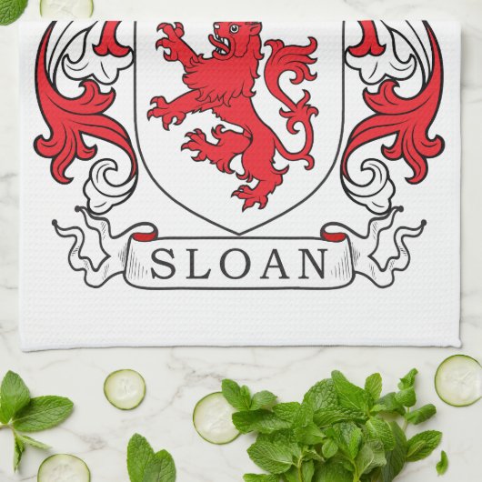 Sloan Family Crest Theedoek (Gevouwen)