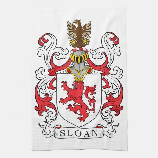 Sloan Family Crest Theedoek (Verticaal)