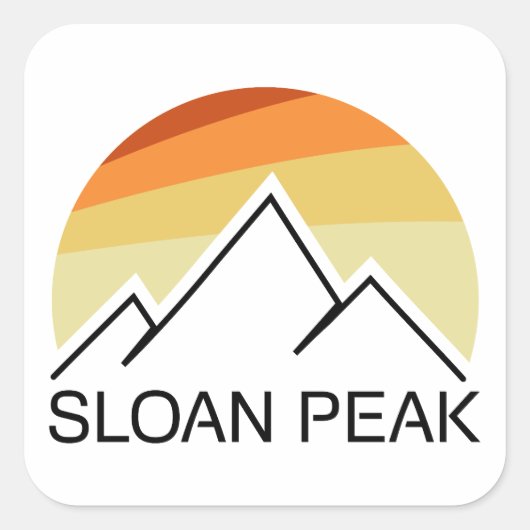 Sloan Peak Washington Retro Vierkante Sticker (Voorkant)