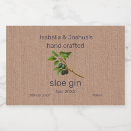 Sloe Gin-label op Kraft Kleurpapier Likeurfles Etiket