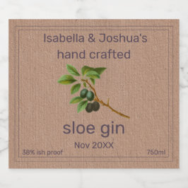Sloe Gin-label op Kraft Kleurpapier Likeurfles Etiket