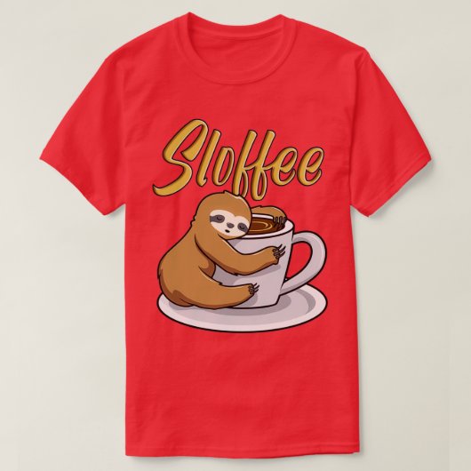 Sloffee Funny Sloth Coffee Mok T-shirt (Design voorkant)