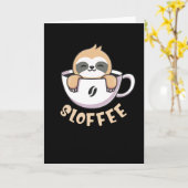 Sloffee Schattigee luiaard in koffiekopje Kaart (Gele Bloem)