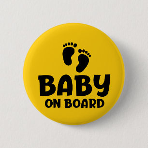 Slogan baby aan boord - baby, in auto. ronde button 5,7 cm