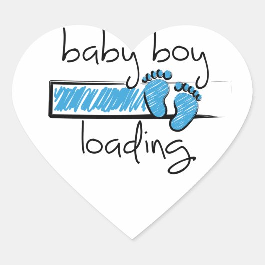 Slogan baby boy is loading. baby jongen opkomst hart sticker (Voorkant)