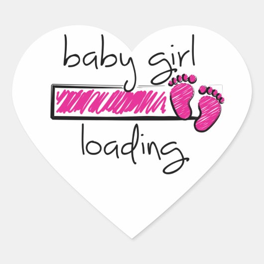 Slogan baby girl is loading. baby meisje opkomst hart sticker (Voorkant)