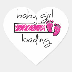 Slogan baby girl is loading. baby meisje opkomst hart sticker