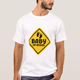 Slogan baby on board - baby aan boord, in auto. t-shirt
