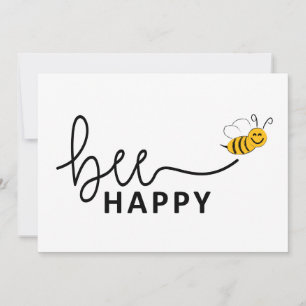 Slogan bee happy, maak je geen zorgen. Wees blij. Feestdagenkaart