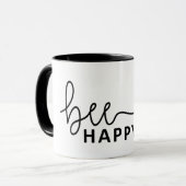 Slogan bee happy, maak je geen zorgen. Wees blij. Mok (Voorkant links)