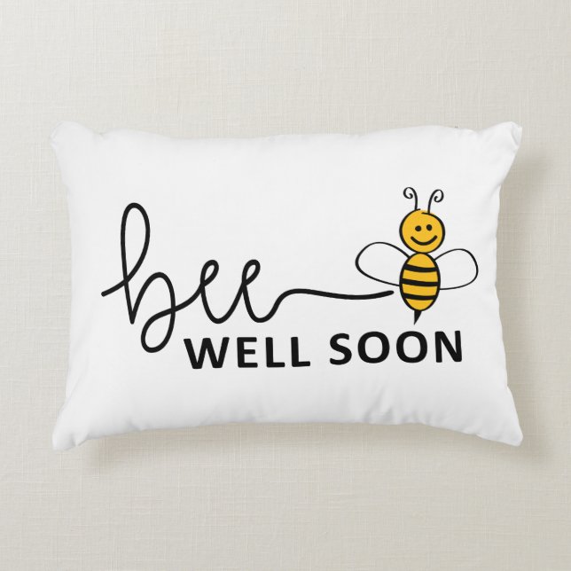 Slogan Bee well soon. Van harte beterschap ! Accent Kussen (Voorkant)