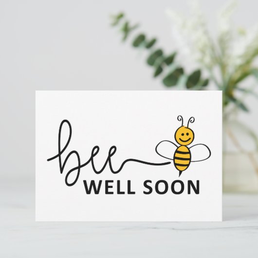 Slogan Bee well soon. Van harte beterschap ! Kaart (Staand voorkant)