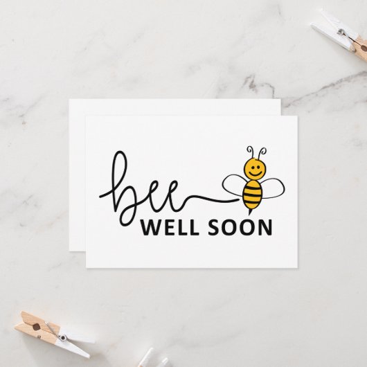 Slogan Bee well soon. Van harte beterschap ! Kaart (Voorkant / Achterkant in situ)