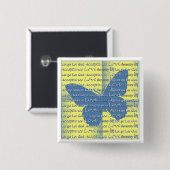 Slogan Butterfly Vierkante Button 5,1 Cm (Voorkant /achterkant)