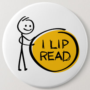 Slogan die ik lip lees of lees. Ik kan lezen. Ronde Button 6,0 Cm