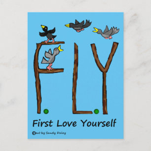 Slogan FLY First Love jezelf Briefkaart