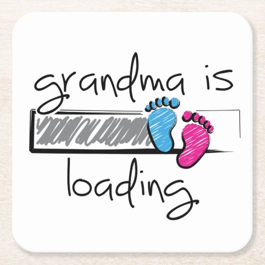 Slogan grandma is loading. Opa en oma worden. Kartonnen Onderzetters (Voorkant)