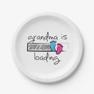 Slogan grandma is loading. Opa en oma worden. Papieren Bordje