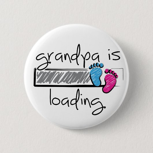 Slogan grandpa is loading. Opa worden. Ronde Button 5,7 Cm (Voorkant)