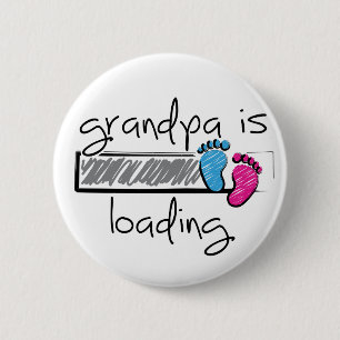 Slogan grandpa is loading. Opa worden. Ronde Button 5,7 Cm
