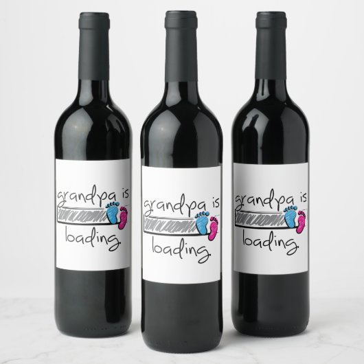 Slogan grandpa is loading. Opa worden. Wijn Etiket (Flessen)