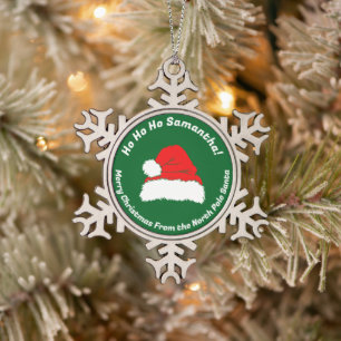 Slogan Groen Ho ho ho Sinterklaas Prettig Kerstfee Tin Sneeuwvlok Ornament