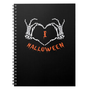 Slogan Halloween. Hartgebaar gemaakt van skelet Notitieboek