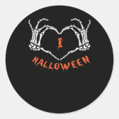 Slogan Halloween. Hartgebaar gemaakt van skelet Ronde Sticker (Voorkant)
